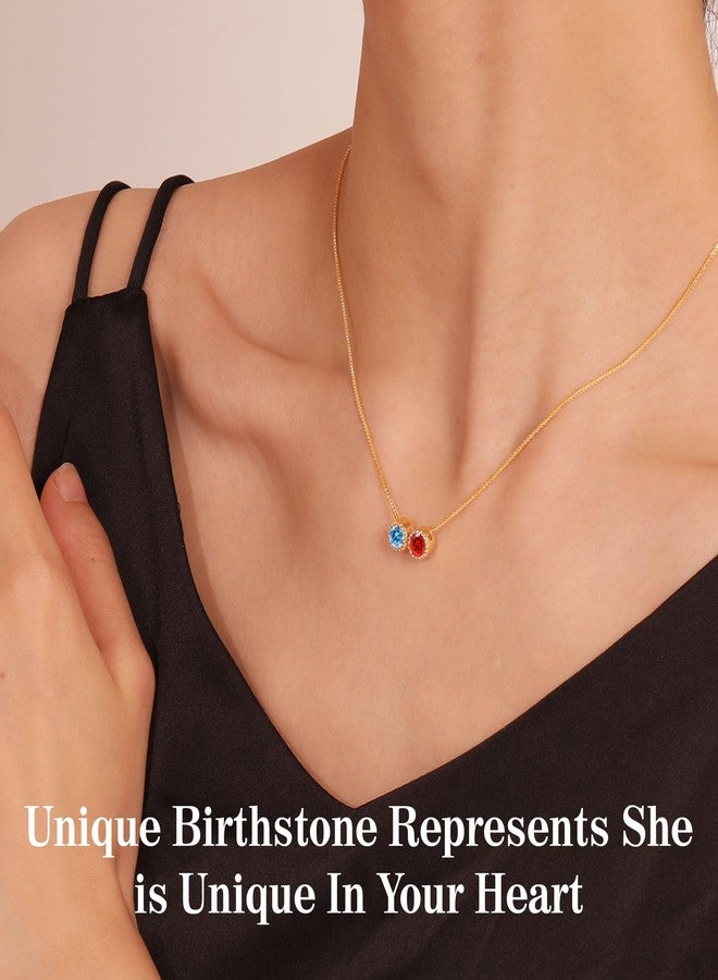 Sistble June Birthday Gifts for Women Birthstone Necklace Dainty Alexandrite Necklace Mothers Day Gifts for Wife Two Birthstone Gold Necklace Jewelry Gift for Her - Image 3